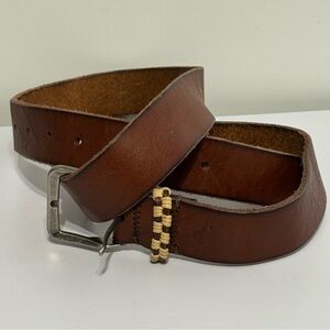 Vintage Tommy Bahama Brown Leather Belt Braided Detail Size 38–40 USA Made